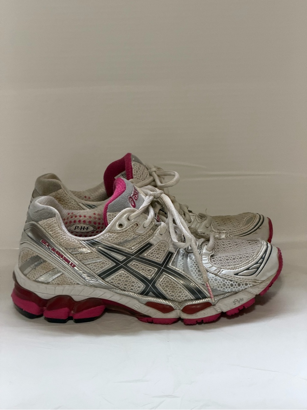 ASICS Women's White and Pink Athletic Running Shoes
